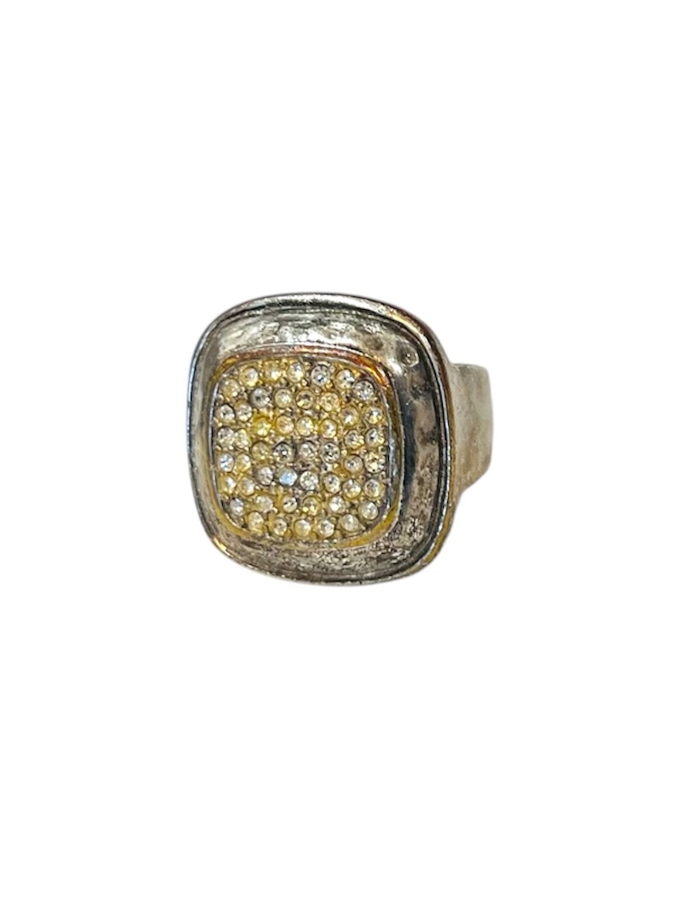 Lia Sophia Two-Tone Pavé Square Ring - Gold and Silver